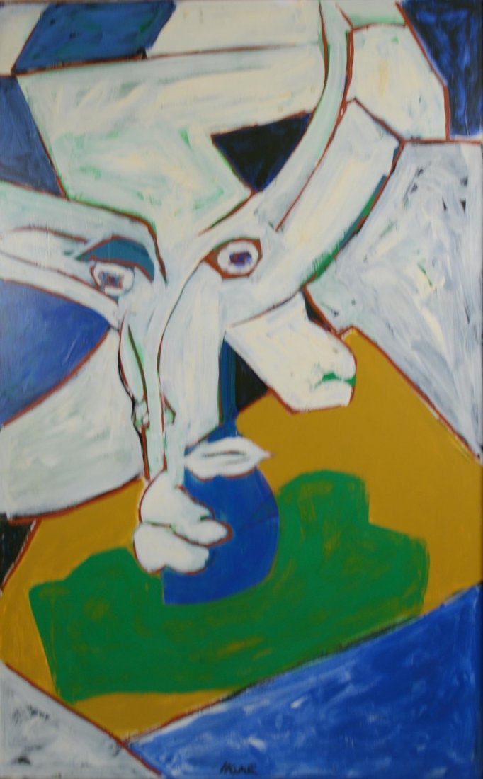 DAVID HARE, (American, 1917-1992), FLYING HEAD NO. 3, o: DAVID HARE (American, 1917-1992) FLYING HEAD NO. 3 oil on masonite; signed Hare 1979, on verso; 31 x 49 1/2 inches