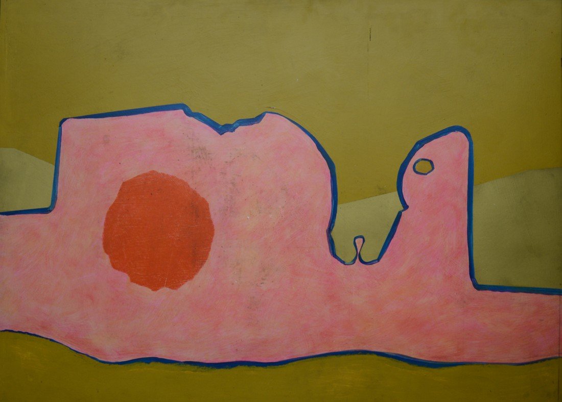 DAVID HARE, (American, 1917-1992), SLEEPIN IN THE CAVE,: DAVID HARE (American, 1917-1992) SLEEPIN IN THE CAVE oil on masonite; titled, signed and dated Hare 1971, on verso; 27 1/2 x 38 1/4 inches