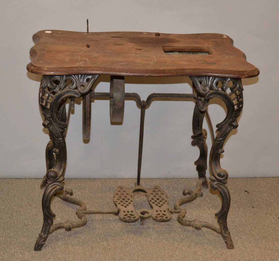VICTORIAN CAST IRON FLORENCE SEWING MACHINE TABLE, the