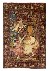 Kirman Pictorial Carpet, after Raphael, Persia, ca. 1900