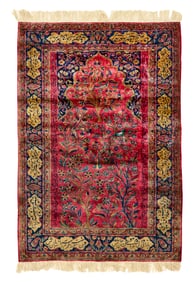 Silk Kashan Salting Prayer Rug, Persia, first quarter 20th century
