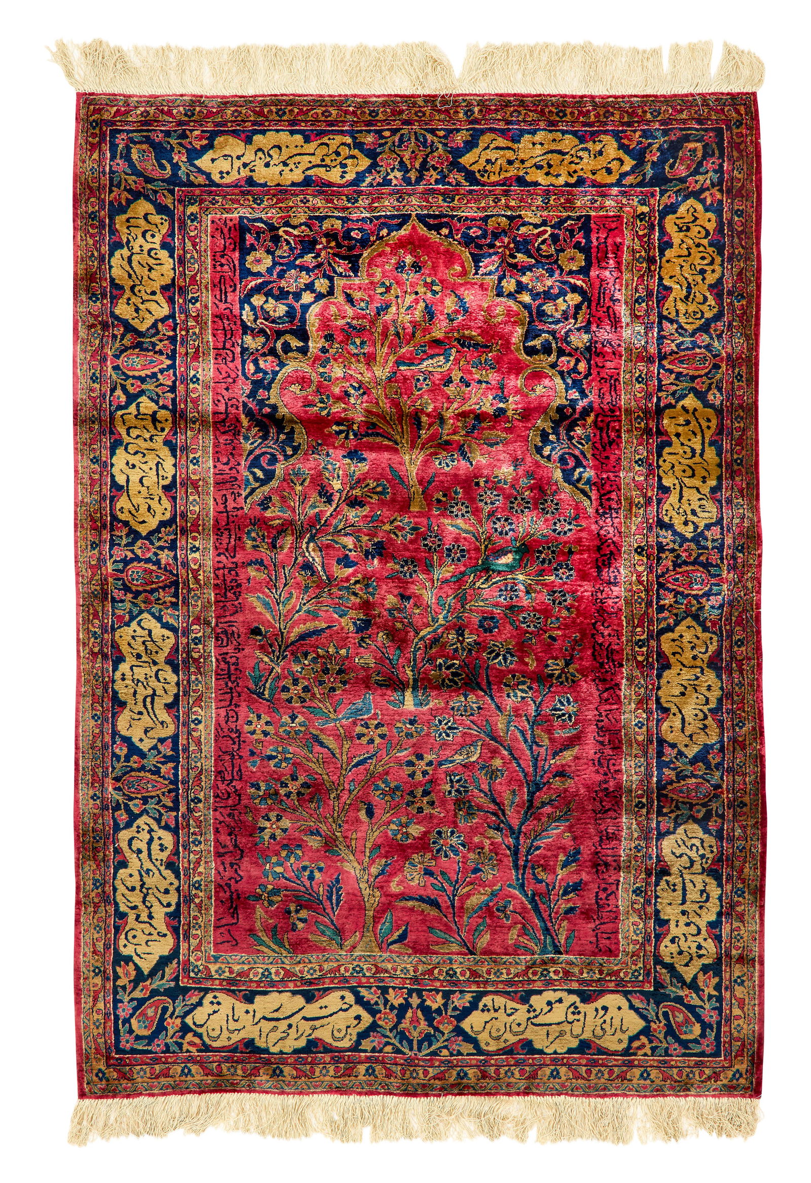 Silk Kashan “Salting” Prayer Rug, Persia, first quarter 20th century (1 of 2)