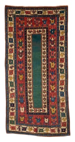 Caucasian Cherkyze Green Field Rug, ca. 1850