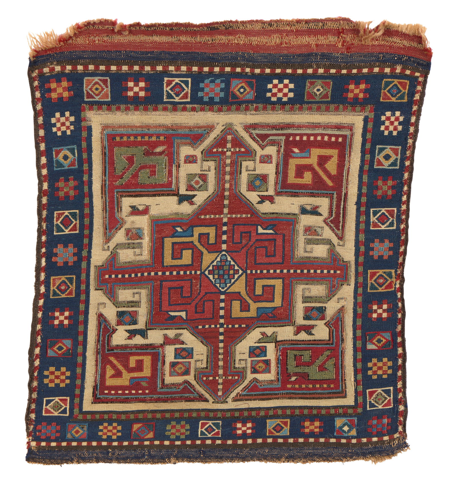 Soumac Directional Medallion Bag Front, Caucasus, ca. 1850 (1 of 2)