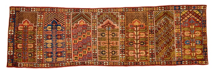 Khotan Multiple Saph Prayer Rug, East Turkestan, ca. 1850