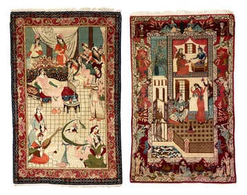 Two Tabriz Pictorial Rugs, ca. 1970