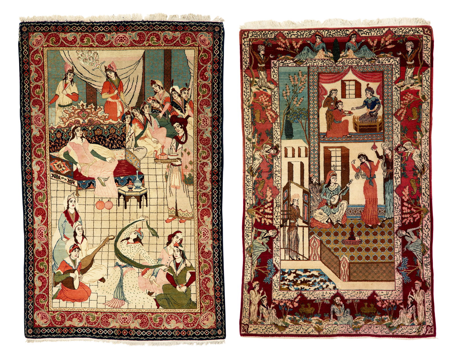 Two Tabriz Pictorial Rugs, ca. 1970 (1 of 2)