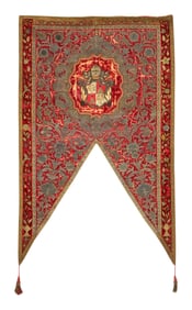 Italian Velvet and Metalwork Applique Heraldic Banner, with Chigi Family Coat of Arms, 16th/17th