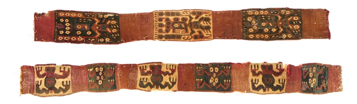 Two Pre-Columbian Nazca-Influenced Wari Tapestry Bands