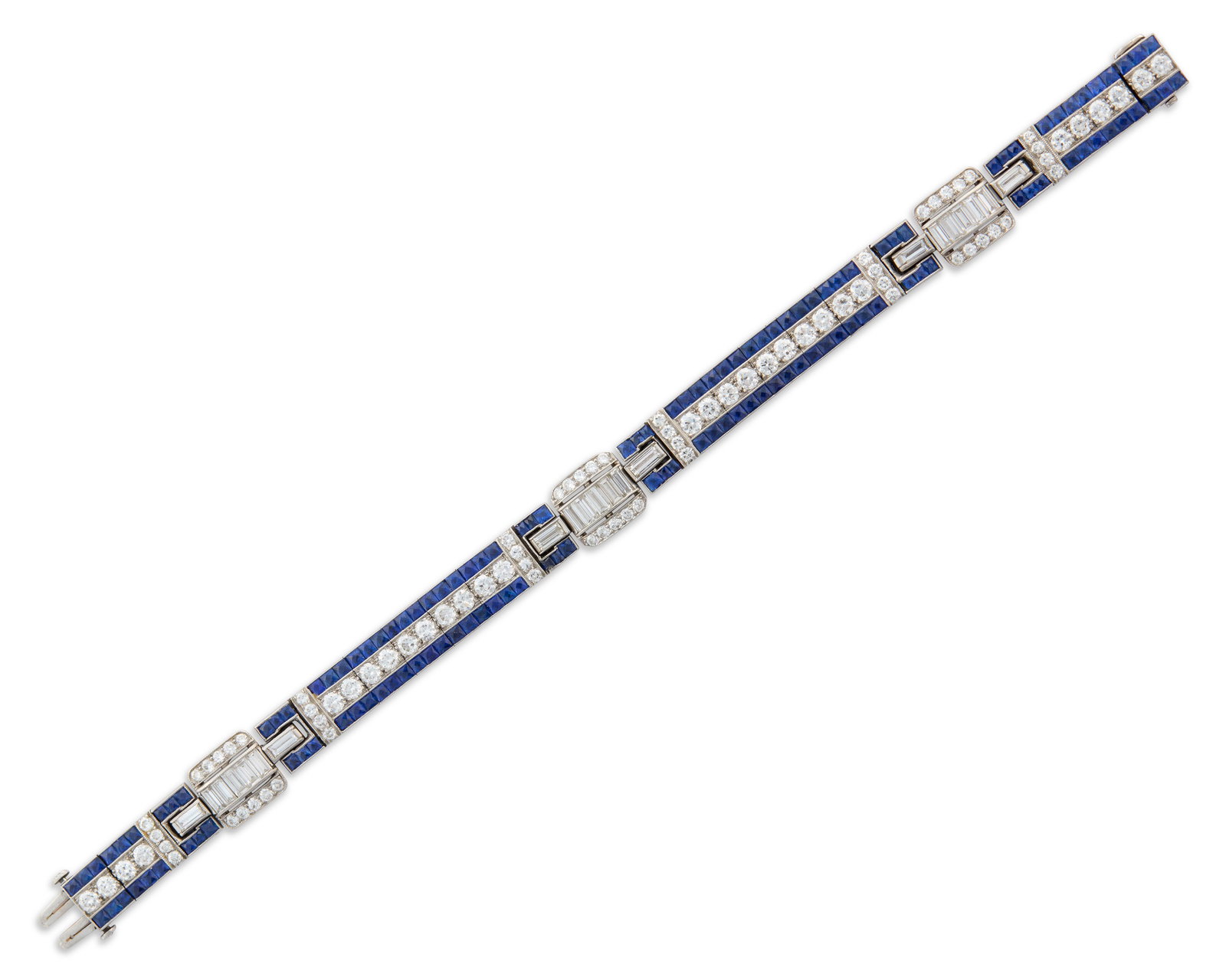 Platinum, Diamond, and Sapphire Bracelet (1 of 3)