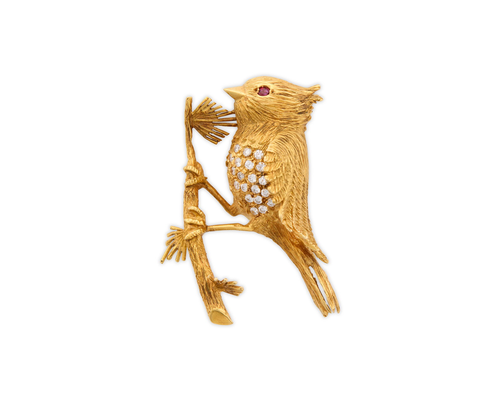 BOUCHERON 18K Gold, Diamond, and Ruby Brooch (1 of 4)