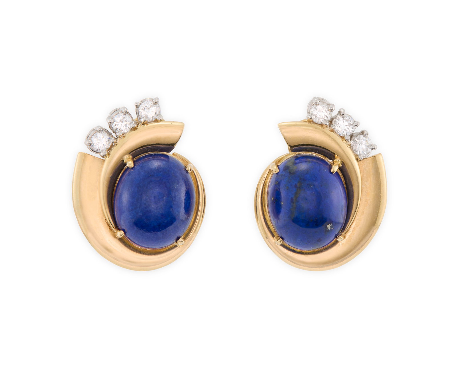 RAYMOND YARD 18K Gold, Lapis Lazuli, and Diamond Earclips (1 of 4)