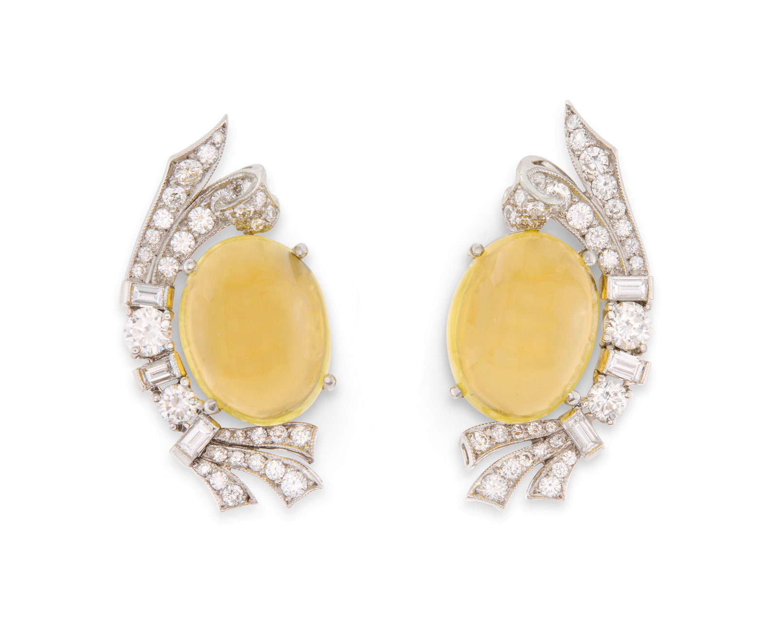 RAYMOND YARD Platinum, Yellow Stone, and Diamond Earclips (1 of 3)