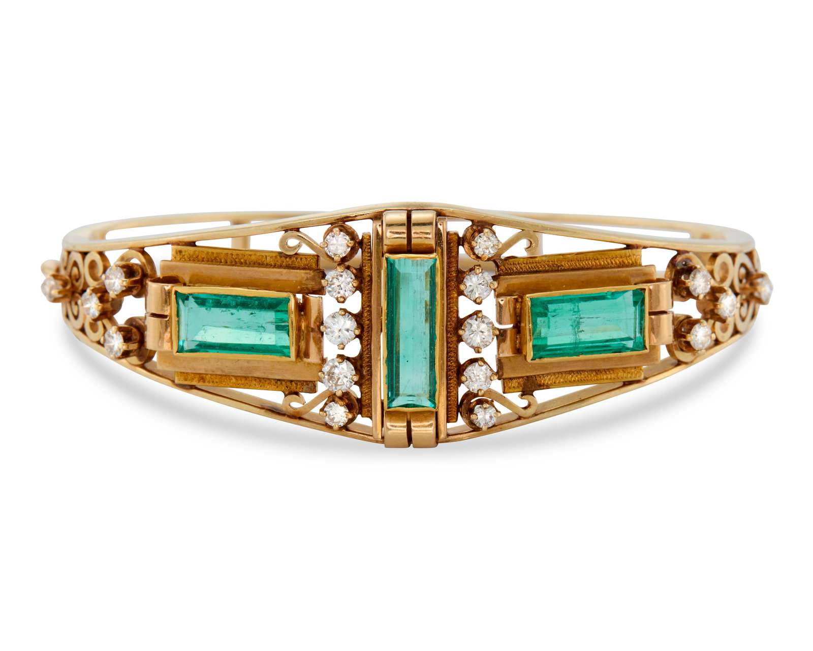 14K Gold, Emerald, and Diamond Bracelet (1 of 3)