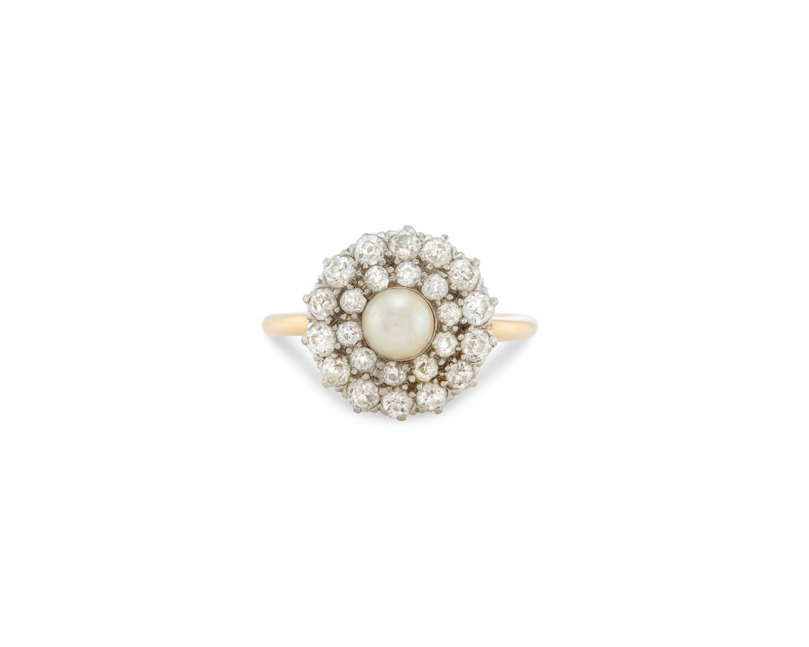 Platinum-Topped-Gold, Pearl, and Diamond Ring (1 of 3)