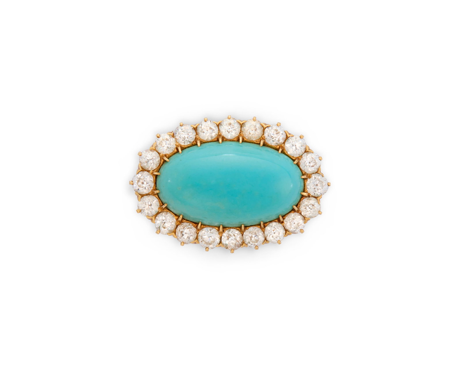 14K Gold, Turquoise, and Diamond Brooch (1 of 3)