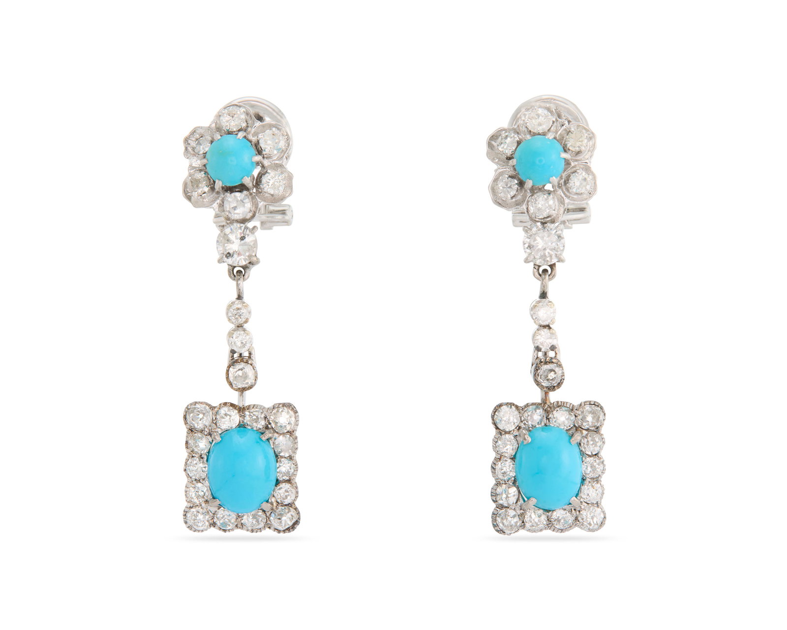 18K Gold, Diamond, and Turquoise Earclips (1 of 3)