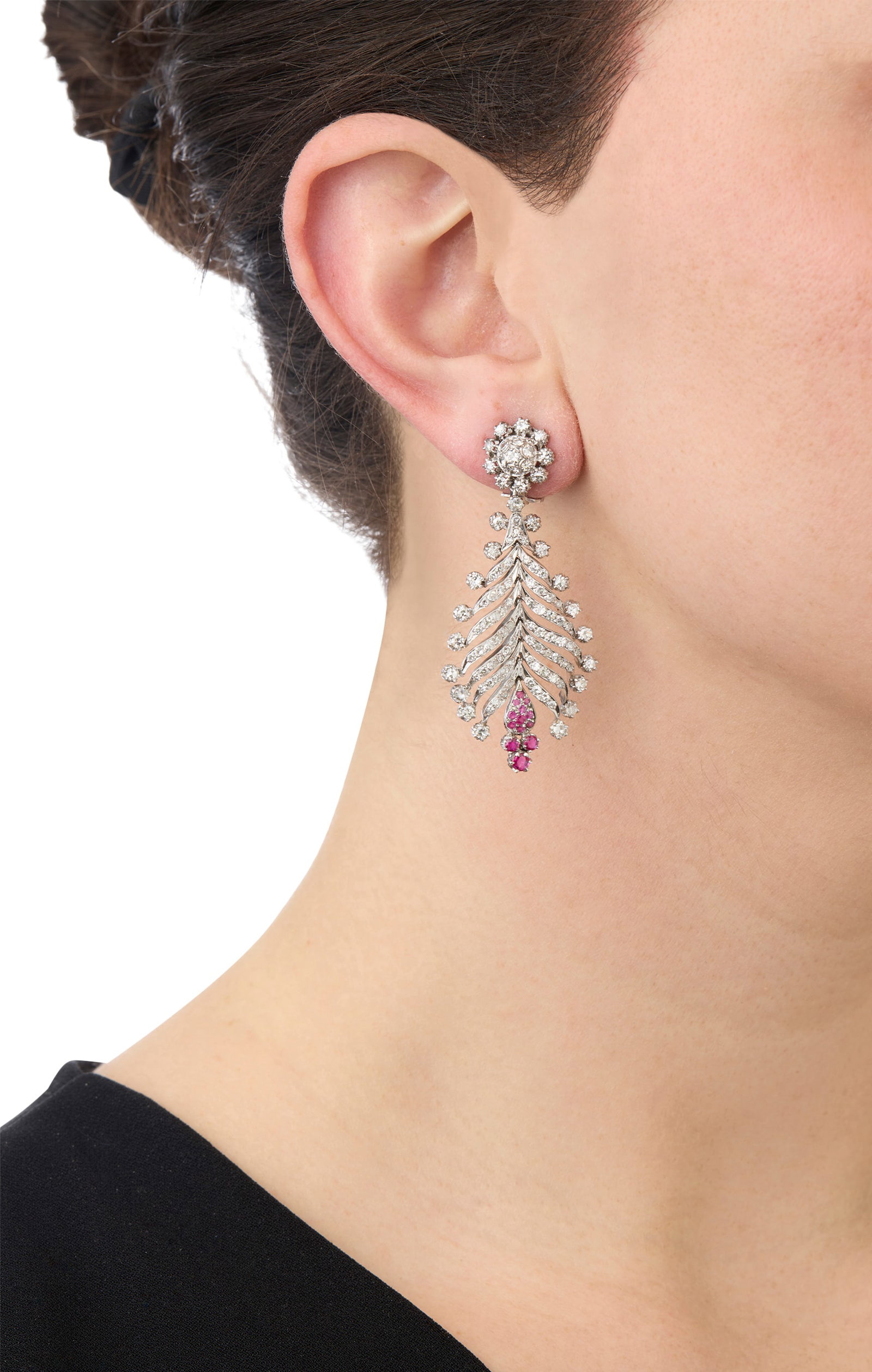 14K Gold, Diamond, and Ruby Earclips - 3