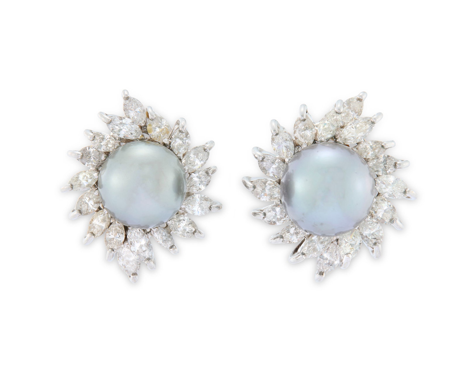 14K Gold, Tahitian Pearl, and Diamond Earrings (1 of 3)