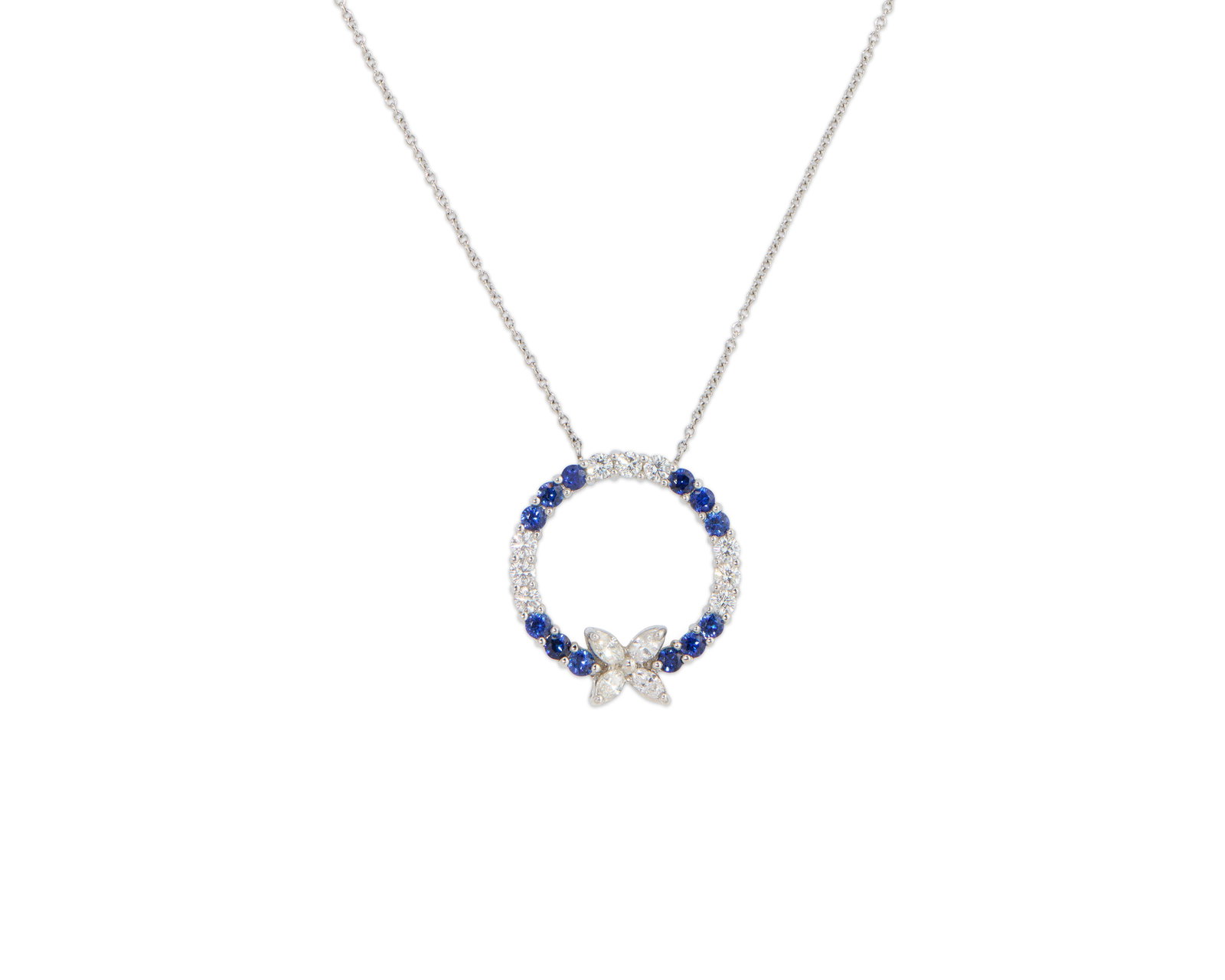 TIFFANY & CO. Platinum, Sapphire, and Diamond Pendant Necklace (1 of 4)