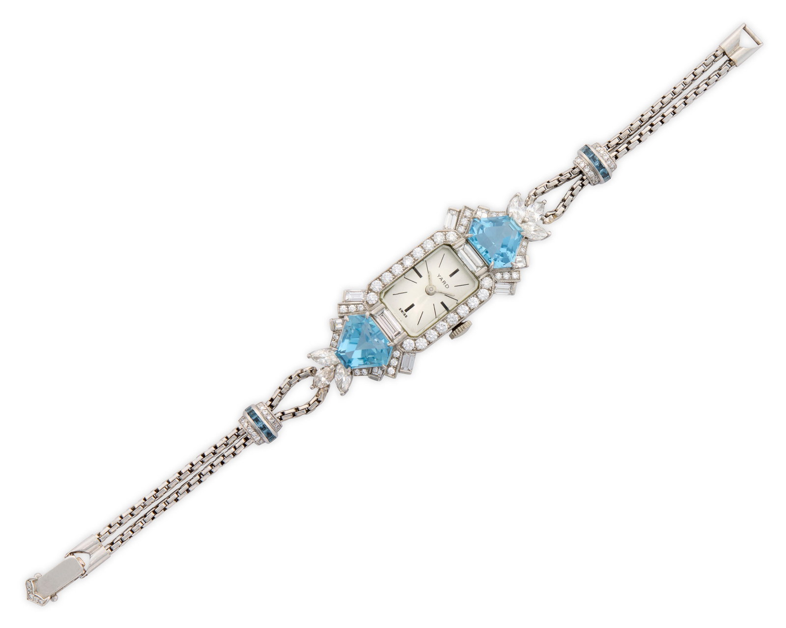 RAYMOND YARD Platinum, Aquamarine, and Diamond Wristwatch (1 of 4)