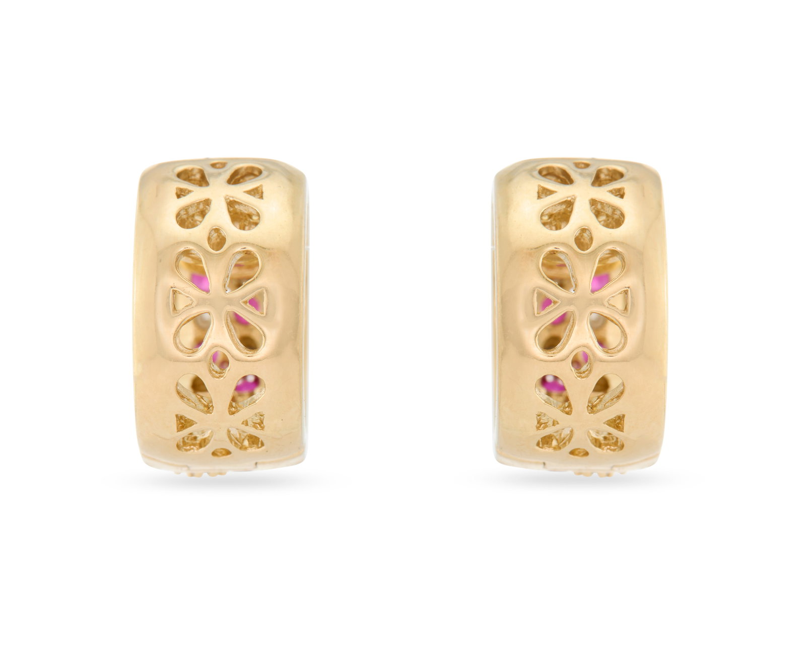 14K Gold, Ruby, and Diamond Earrings - 2
