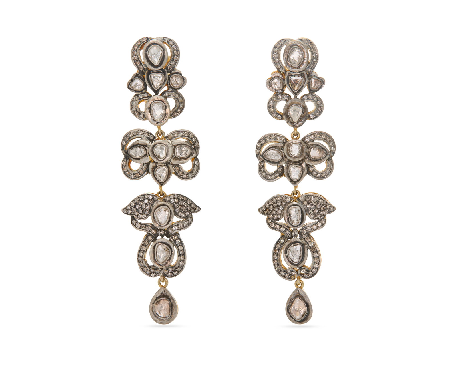 Silver-Topped-Gold and Diamond Earrings (1 of 2)