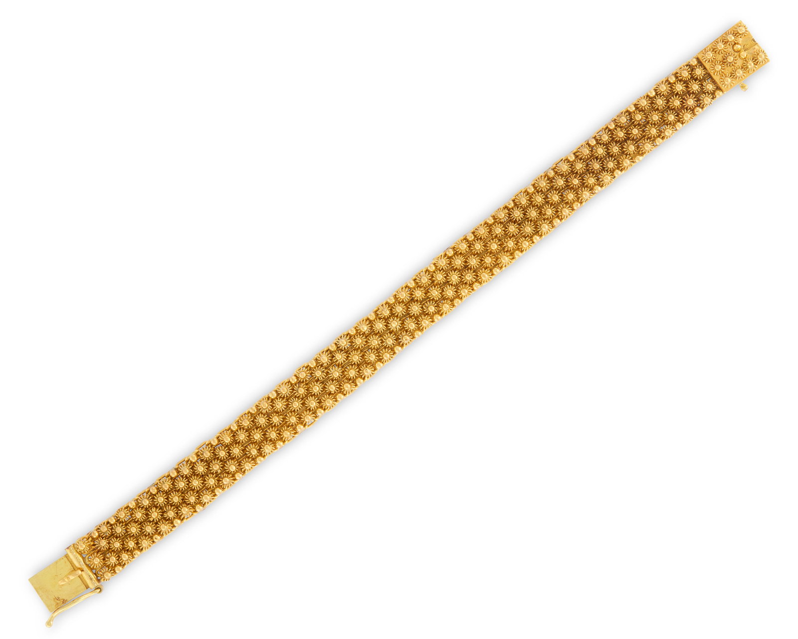 18K Gold Bracelet: 18K Gold Bracelet featuring a floral-link design; 24.18 dwts.; lg. 6 3/4 in.