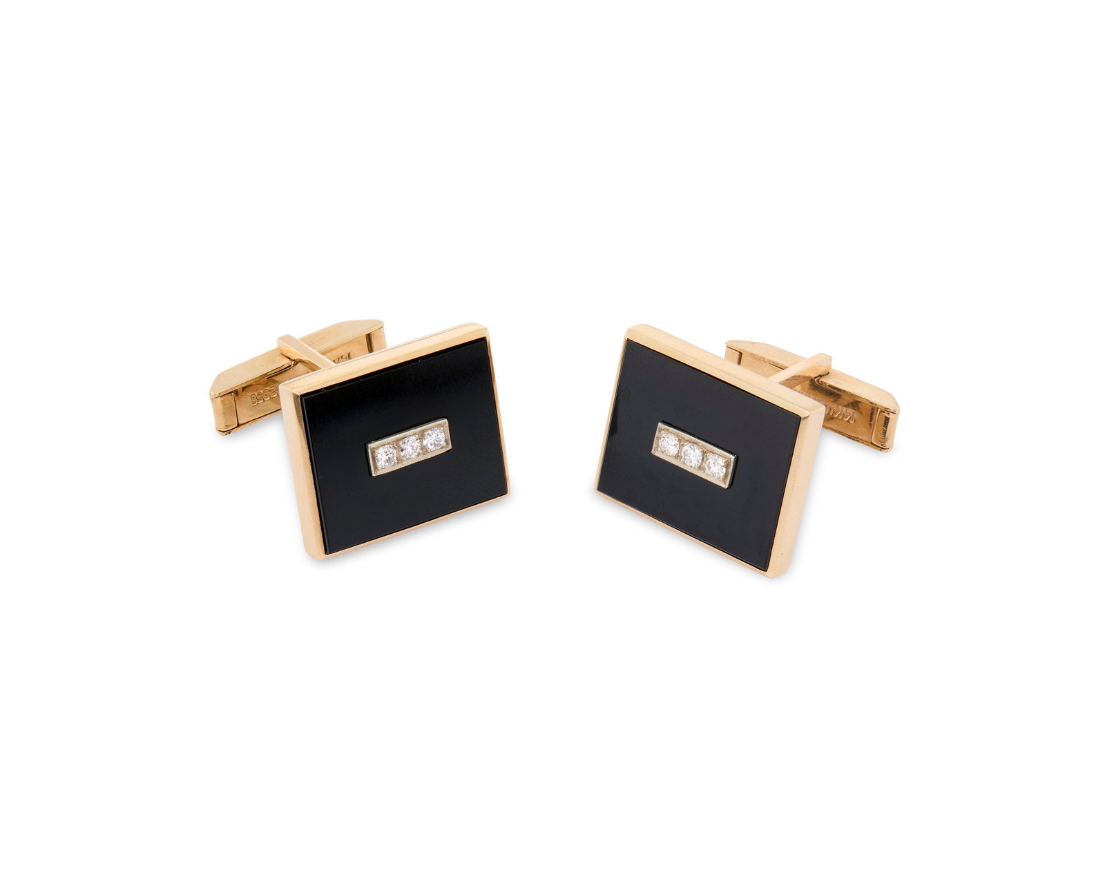 14K Gold, Onyx, and Diamond Cufflinks (1 of 1)