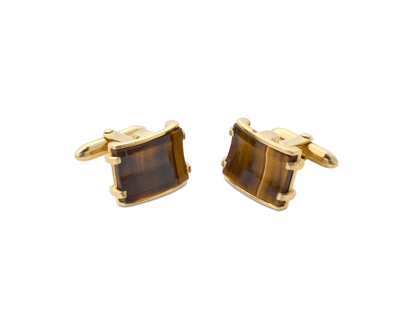 14K Gold and Cat's Eye Chrysoberyl Cufflinks (1 of 1)