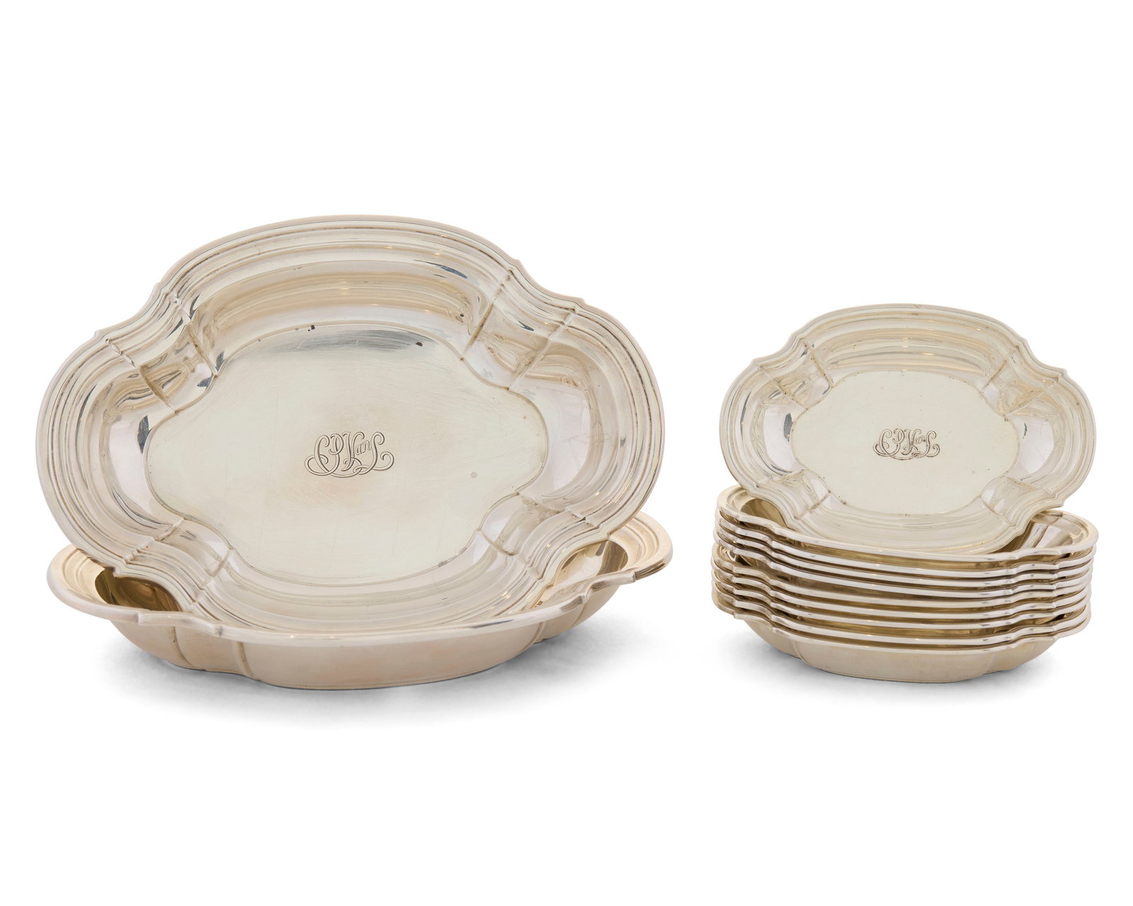 TIFFANY & CO. Silver Nut Dishes and Platters, New York, Set of 12 (1 of 4)