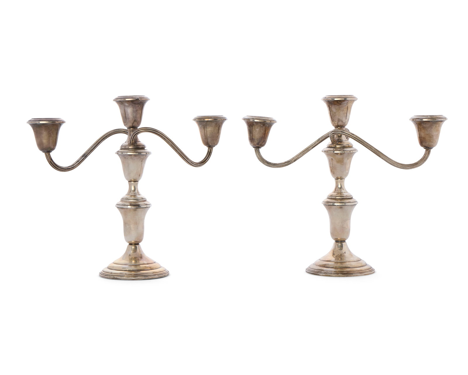 REED & BARTON Pair of Silver Weighted Candlesticks, Taunton (1 of 2)