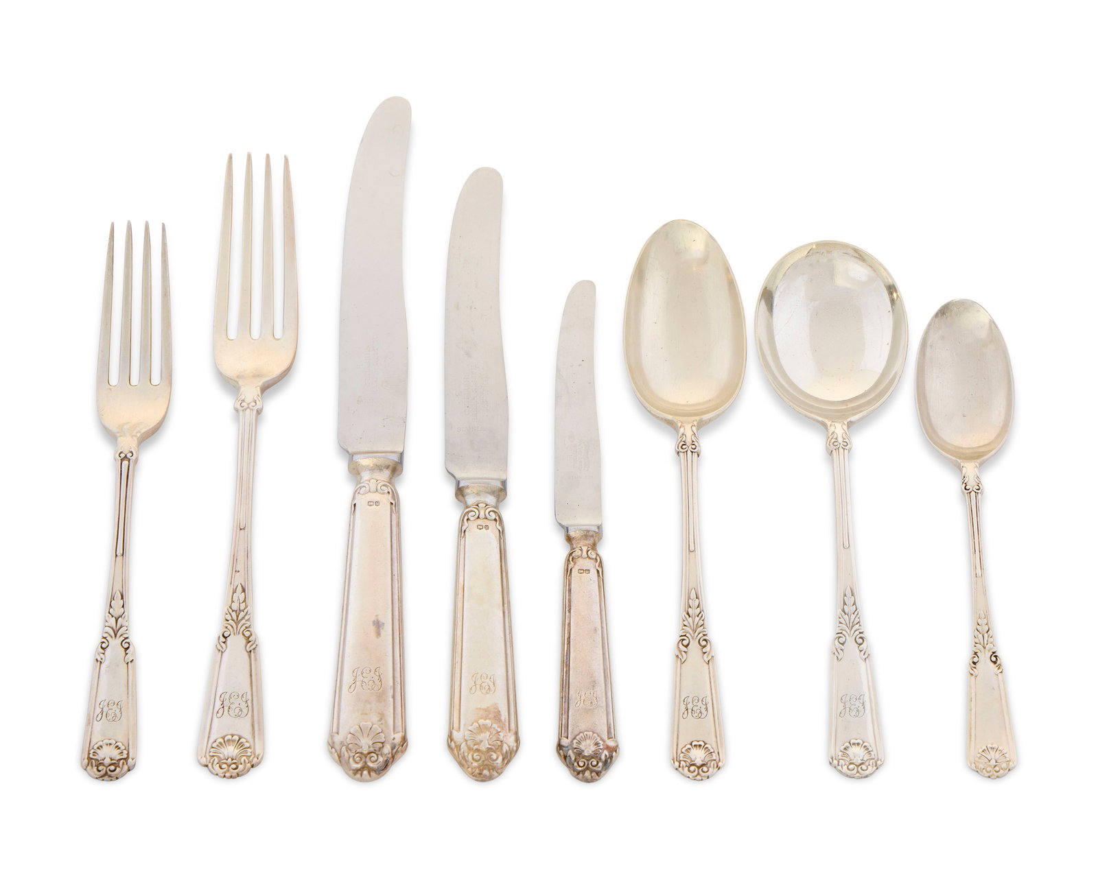 MAPPIN & WEBB Silver Flatware Service for Twelve, Sheffield, ca. 1954, Esperia Pattern (1 of 3)