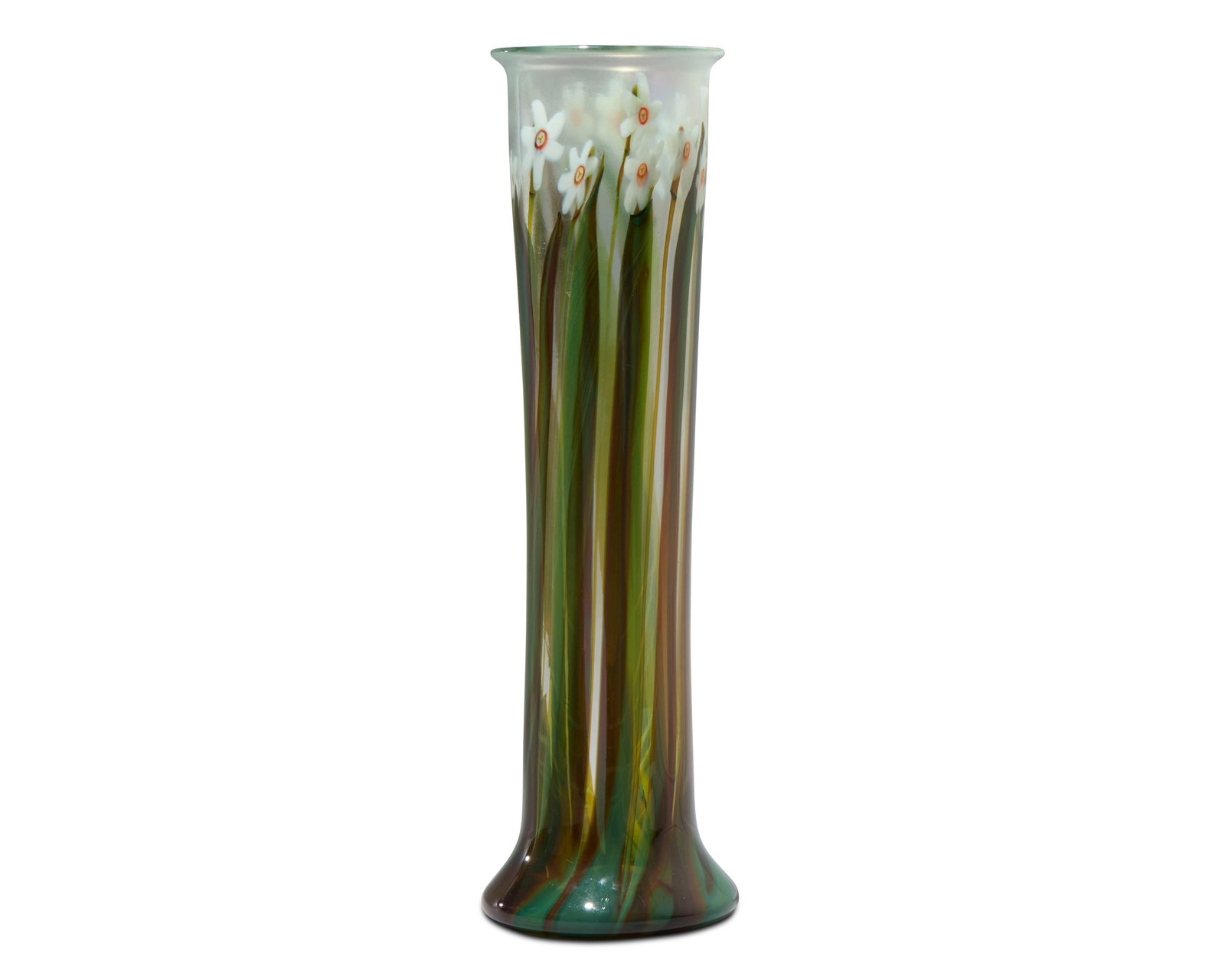 TIFFANY STUDIOS 'Narcissus' Paperweight Glass Vase, ca. 1910 height: 17 1/4 in., diameter at mouth: (1 of 4)
