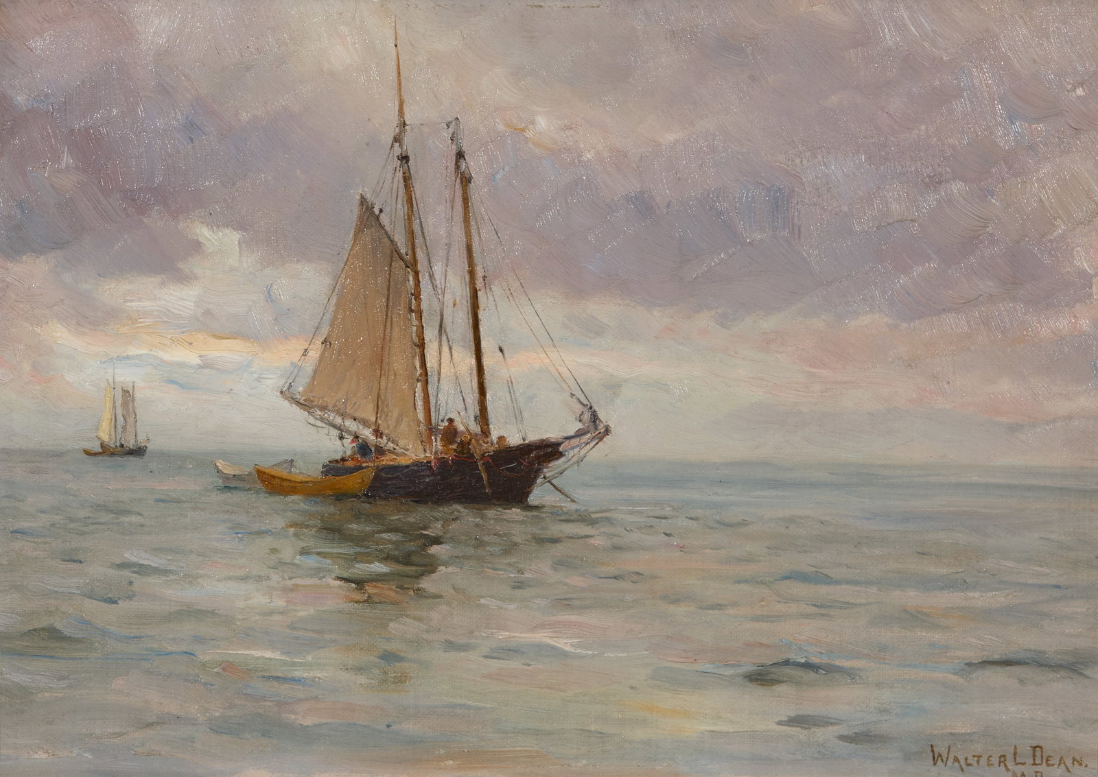 WALTER LOFTHOUSE DEAN, (American, 1854-1912), Gloucester Schooner, oil on board, 9 1/8 x 12 3/4 in., (1 of 4)