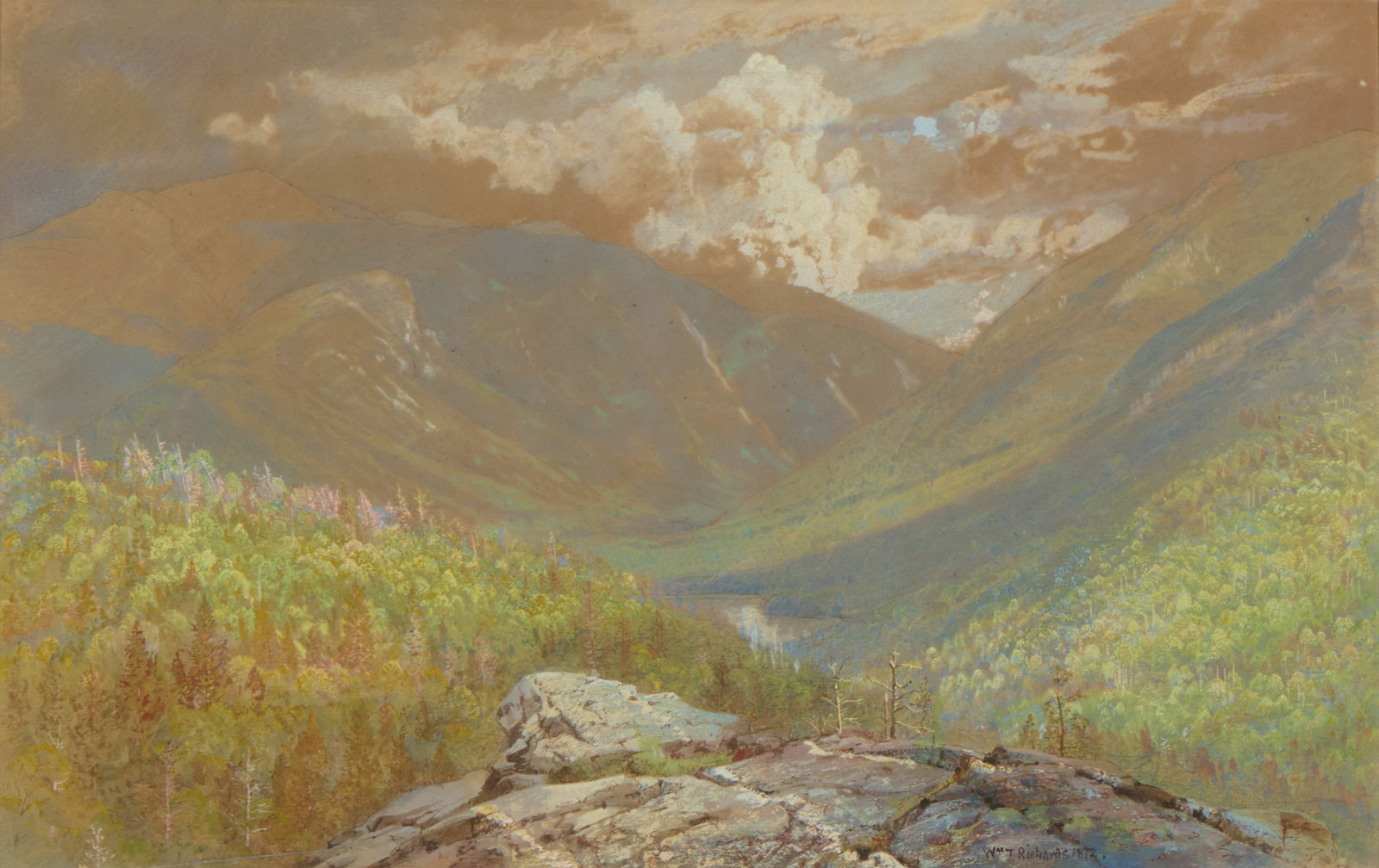 WILLIAM TROST RICHARDS, (American, 1833-1905), Artist's Bluff, Franconia, New Hampshire, 1872, (1 of 4)