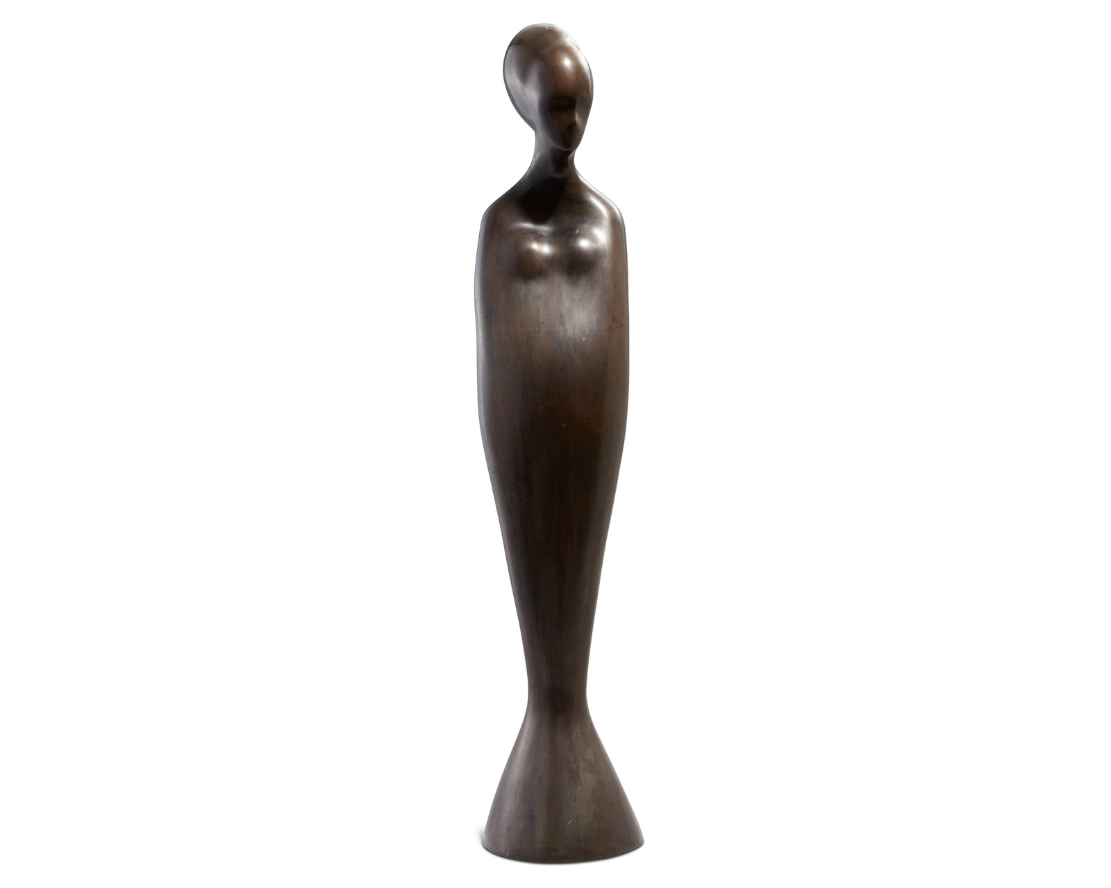 DAVID HOSTETLER, (American, 1926-2015), Standing Woman, bronze, height: 39 1/2 in.: DAVID HOSTETLER (American, 1926-2015) Standing Woman bronze height: 39 1/2 in. Provenance: The Collection of Yousuf and Estrellita Karsh; by descent to the present owner. Grogan & Compan