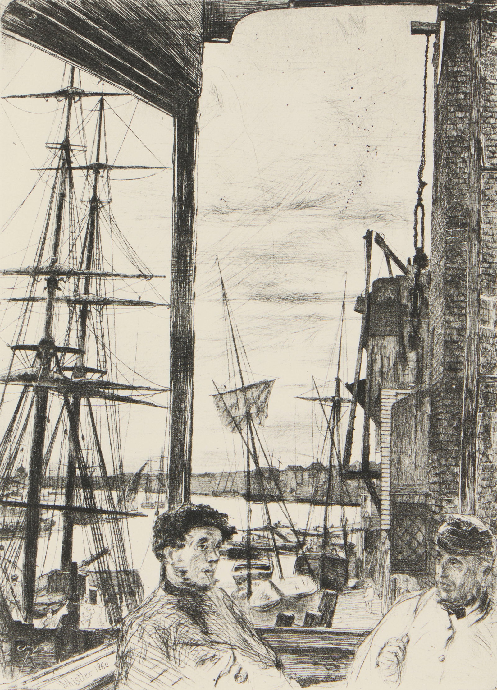JAMES ABBOTT McNEILL WHISTLER, (American, 1834-1903), Rotherhithe, 1860, etching on paper, plate: 10 (1 of 3)