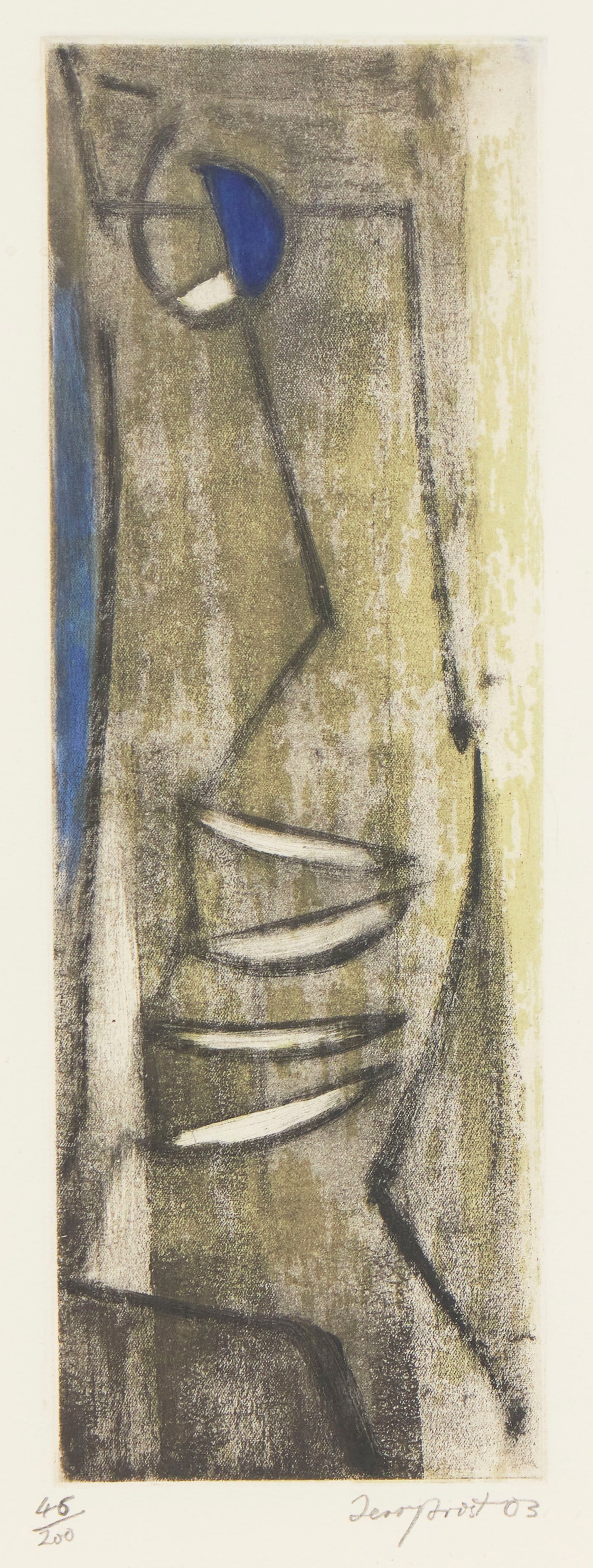 SIR TERRY FROST, (British, 1915-2003), The Quay, 2003, photogravure and aquatint on paper, sheet: 20: SIR TERRY FROST (British, 1915-2003) The Quay 2003, photogravure and aquatint on paper numbered 46/200 lower left and signed and dated Terry Frost 03 lower right sheet: 20 x 8 1/2 in., frame