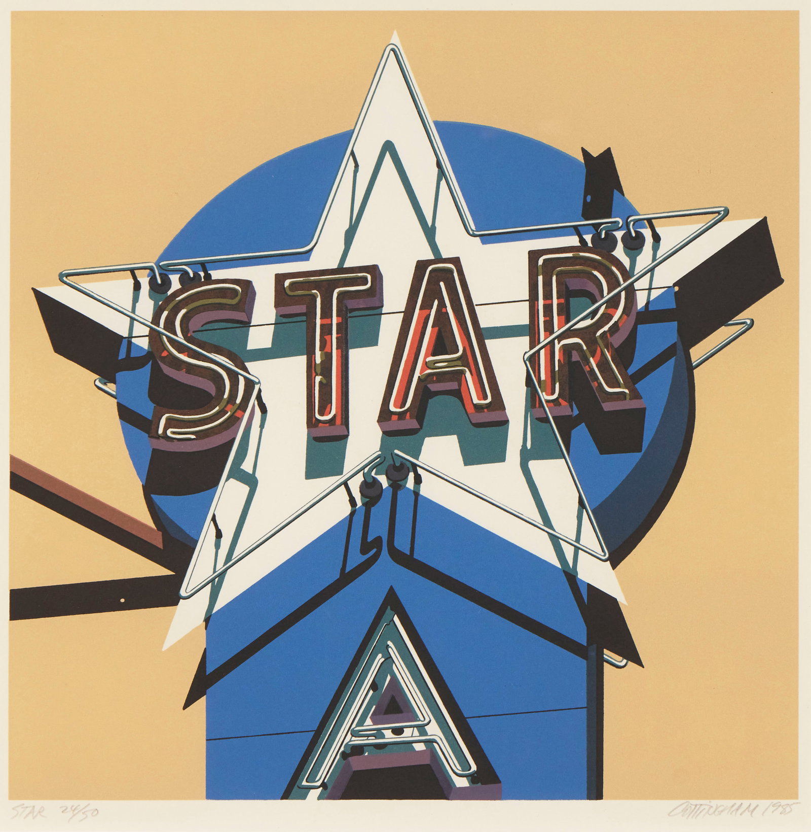 ROBERT COTTINGHAM, (American, b. 1935), Star, 1985, screenprint on paper, sight: 16 1/4 x 16 in., (1 of 3)