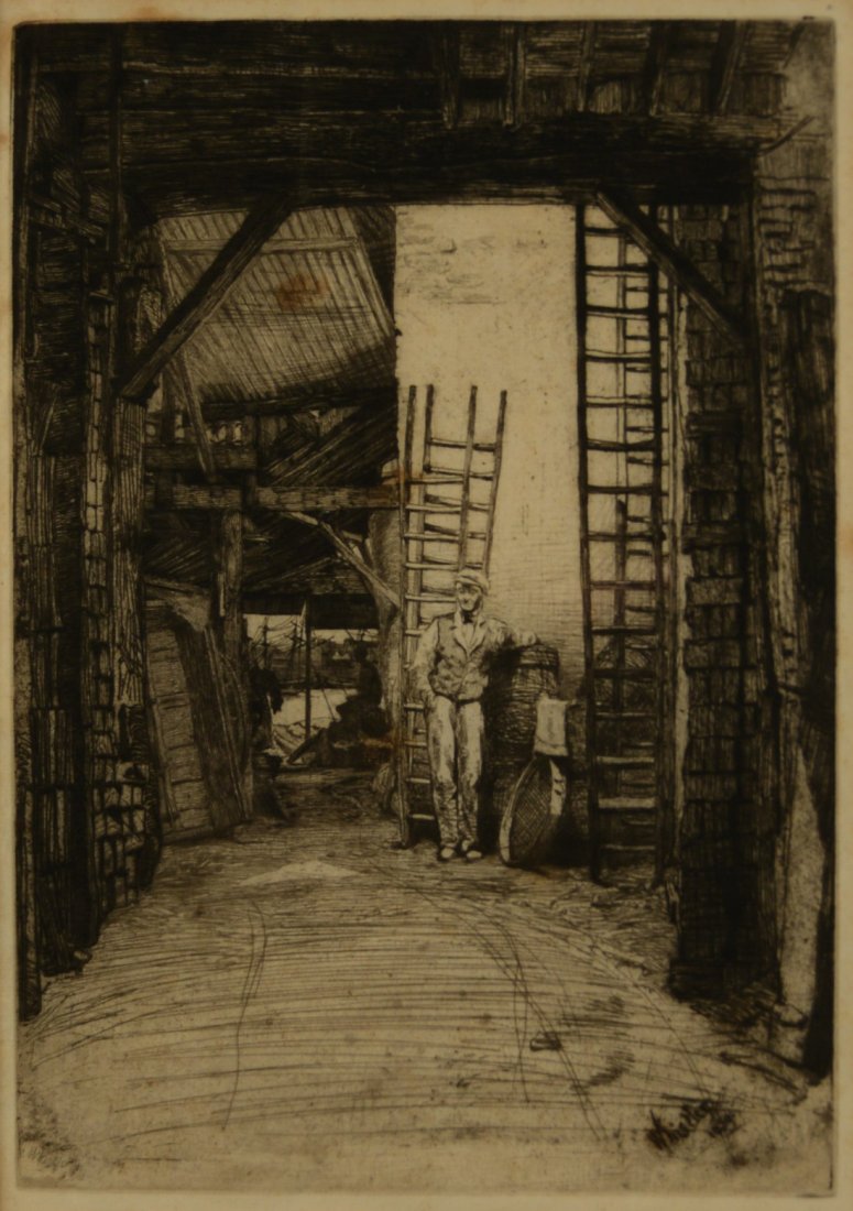 JAMES MCNEILL WHISTLER, (American 1834-1903), THE LIMEB: JAMES MCNEILL WHISTLER (American 1834-1903) THE LIMEBURNER etching (K46); c. 1859; signed and dated in plate; plate: 9 3/4 x 6 3/4