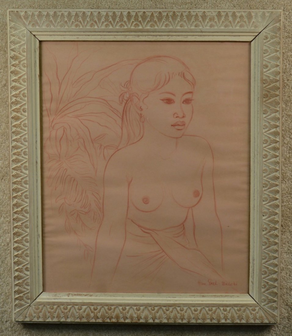 HAN SNEL, (Dutch, 1925-1998), TWO BALINESE DRAWINGS: HAN SNEL (Dutch, 1925-1998) TWO BALINESE DRAWINGS charcoal, red and white chalk; Woman with turban in charcoal with white highlights, signed Han Snel, l.l. and inscribed Bali, l.r.; sight: 15 1/2 x 13