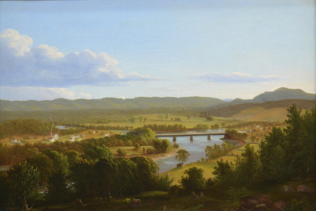 CHARLES HEYDE, (American, 1822-1892), THE OLD TOLL BRID: CHARLES HEYDE (American, 1822-1892) THE OLD TOLL BRIDGE, DEERFIELD, MASSACHUSETTS oil on canvas; signed C. L. Heyde, l.r. ; 17 x 25 inches; framed: 25 x 33 inches