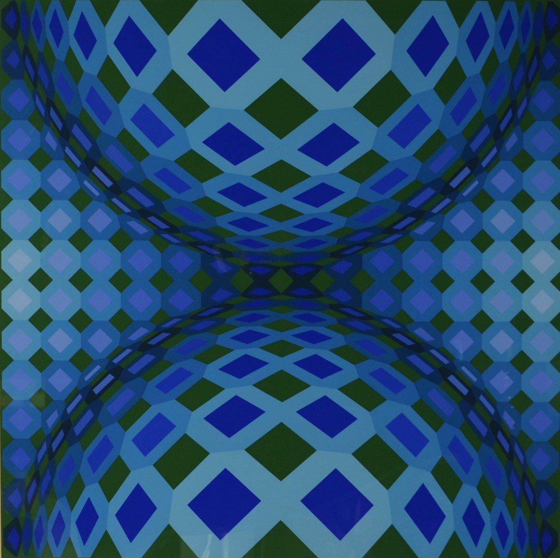 VICTOR VASARELY, (French, 1906-1997), GAIA: PLATE 7: VICTOR VASARELY (French, 1906-1997) GAIA: PLATE 7 screenprint in colors; c. 1975; signed in pencil, l.r. and numbered 71/250; plate: 29 1/2 x 29 1/2 inches, framed: 34 1/4 x 34 1/4 inches Provenance: 