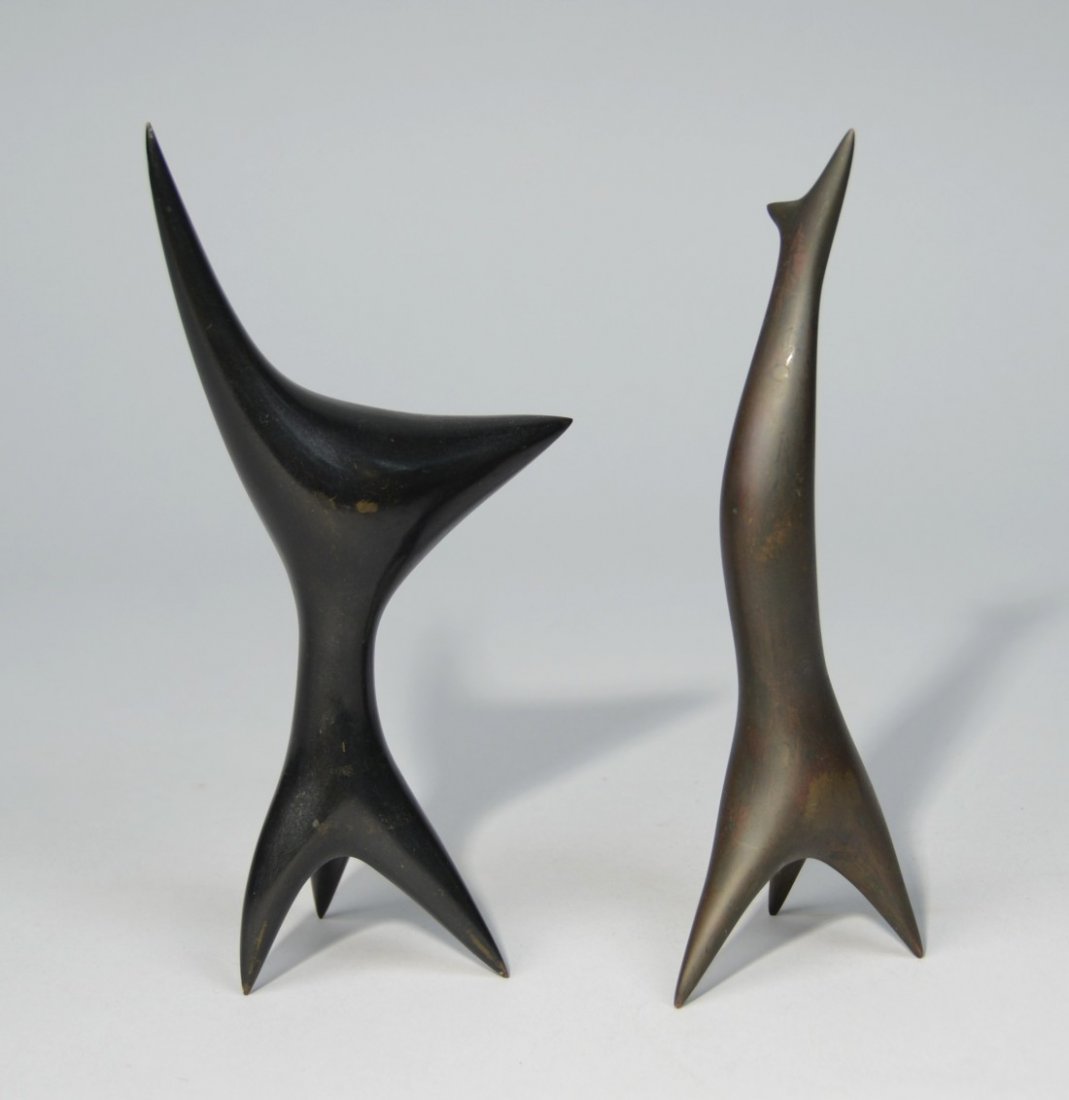 ANTOINE PONCET, (French, b. 1928), TWO PETIT ABSTRACT S: ANTOINE PONCET (French, b. 1928) TWO PETIT ABSTRACT SCULPTURES two patinated bronzes; one initialled and numbered AP 3/6; height: 8 1/2 inches each