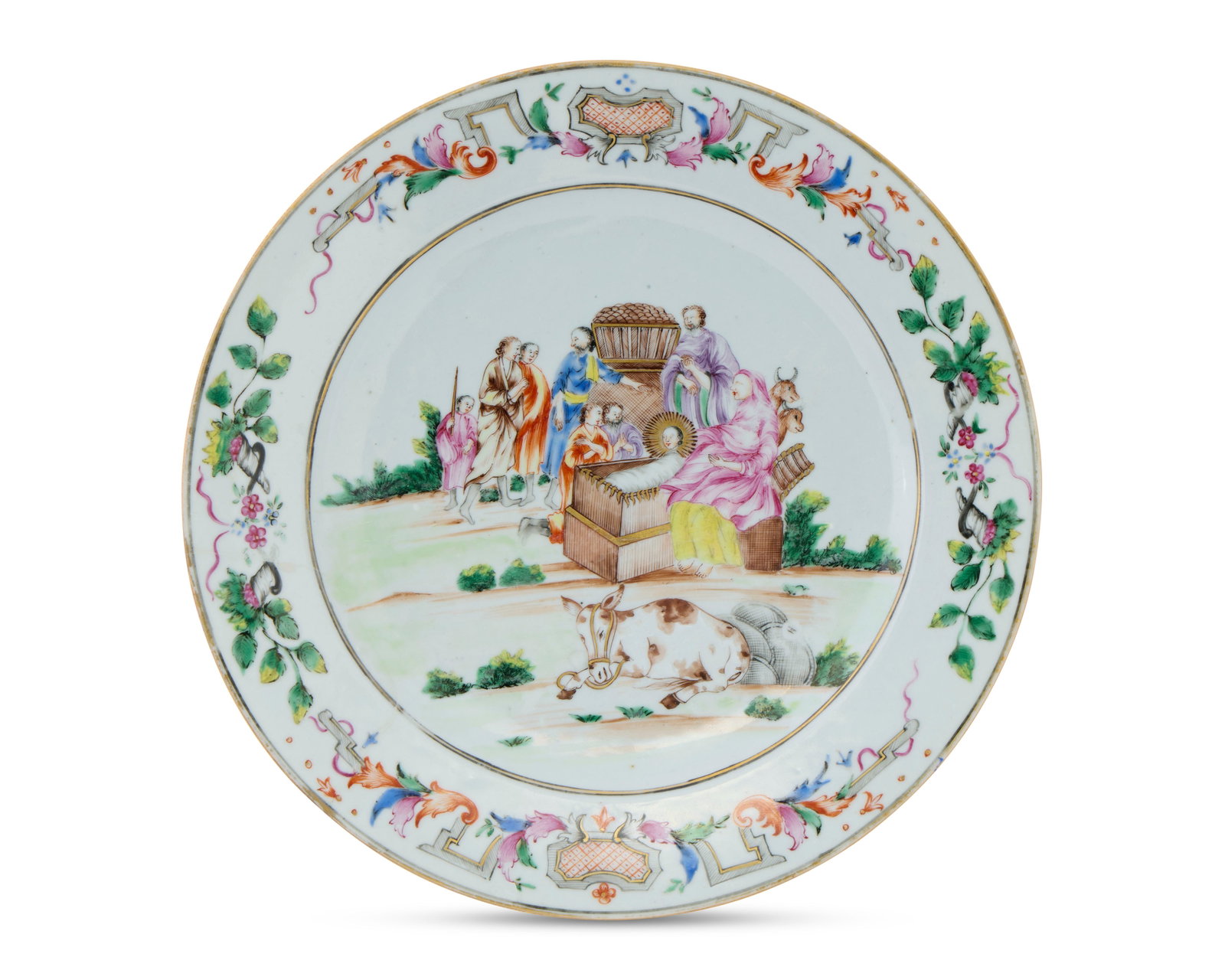 Very Rare Chinese Export European Market Polychrome Enamel ‘Nativity of Christ’ Plate (1 of 1)