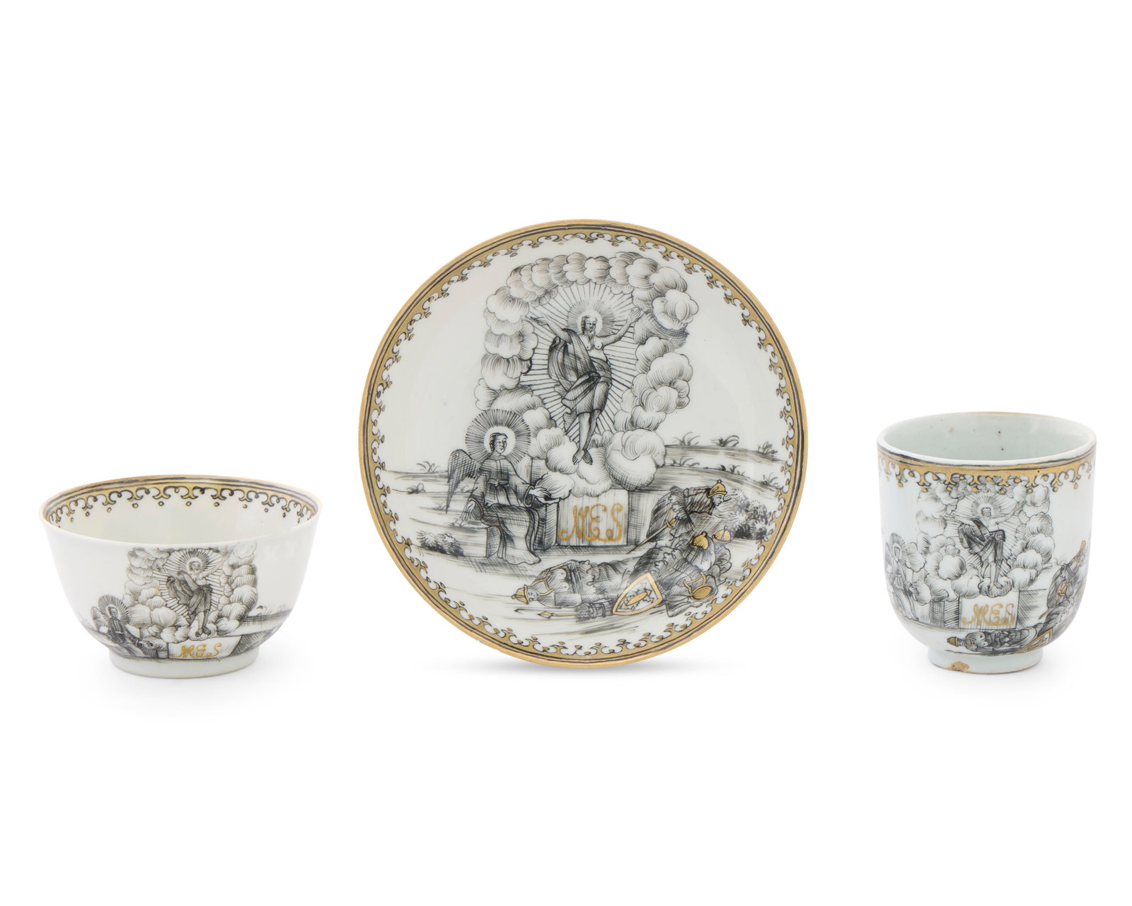 Three Exceptional Chinese Export Dutch Market En Grisaille Biblical Subject ‘Resurrection of (1 of 1)