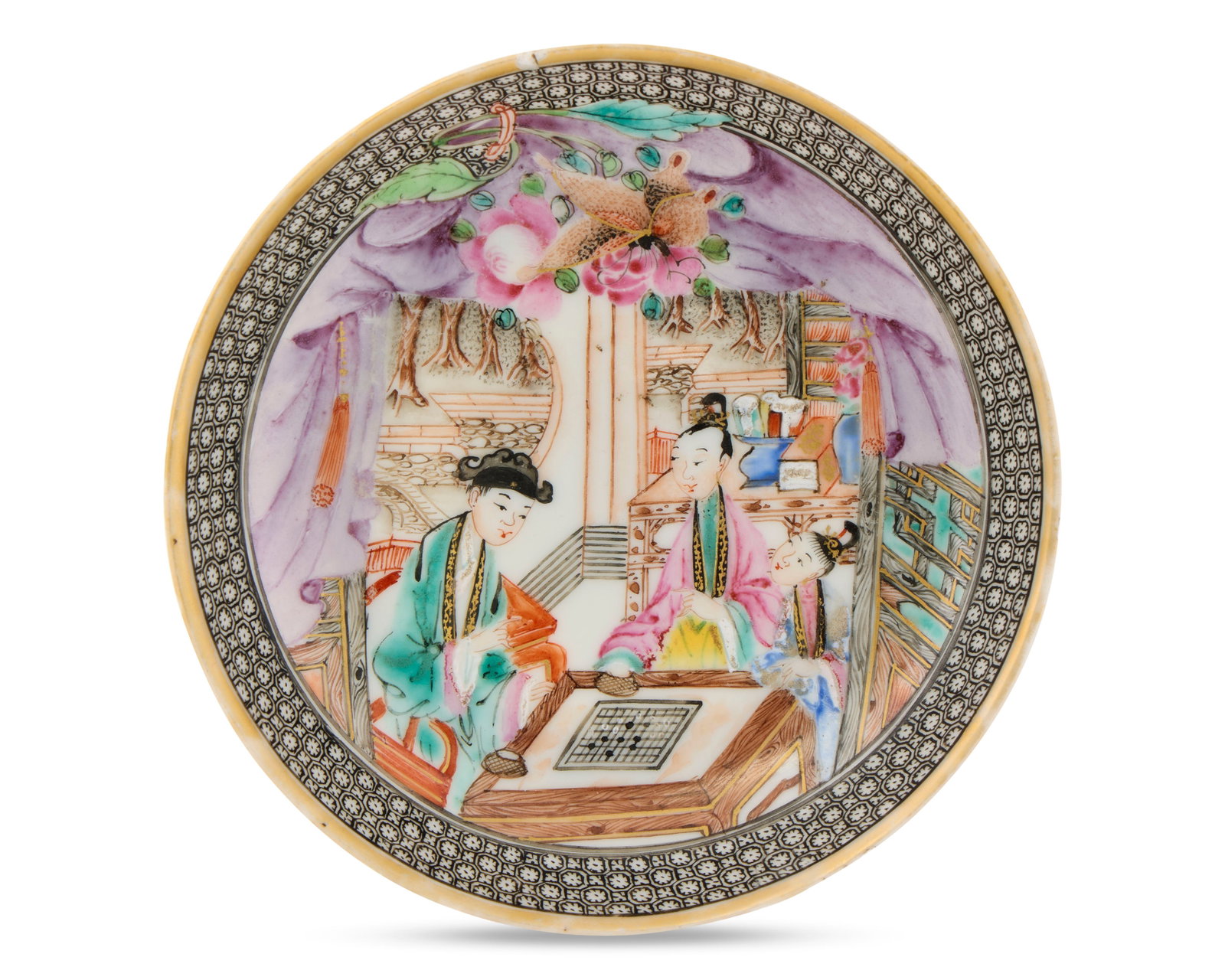 Very Rare Chinese Export Yongzheng Era Domestic Subject Palaceware Saucer (1 of 1)