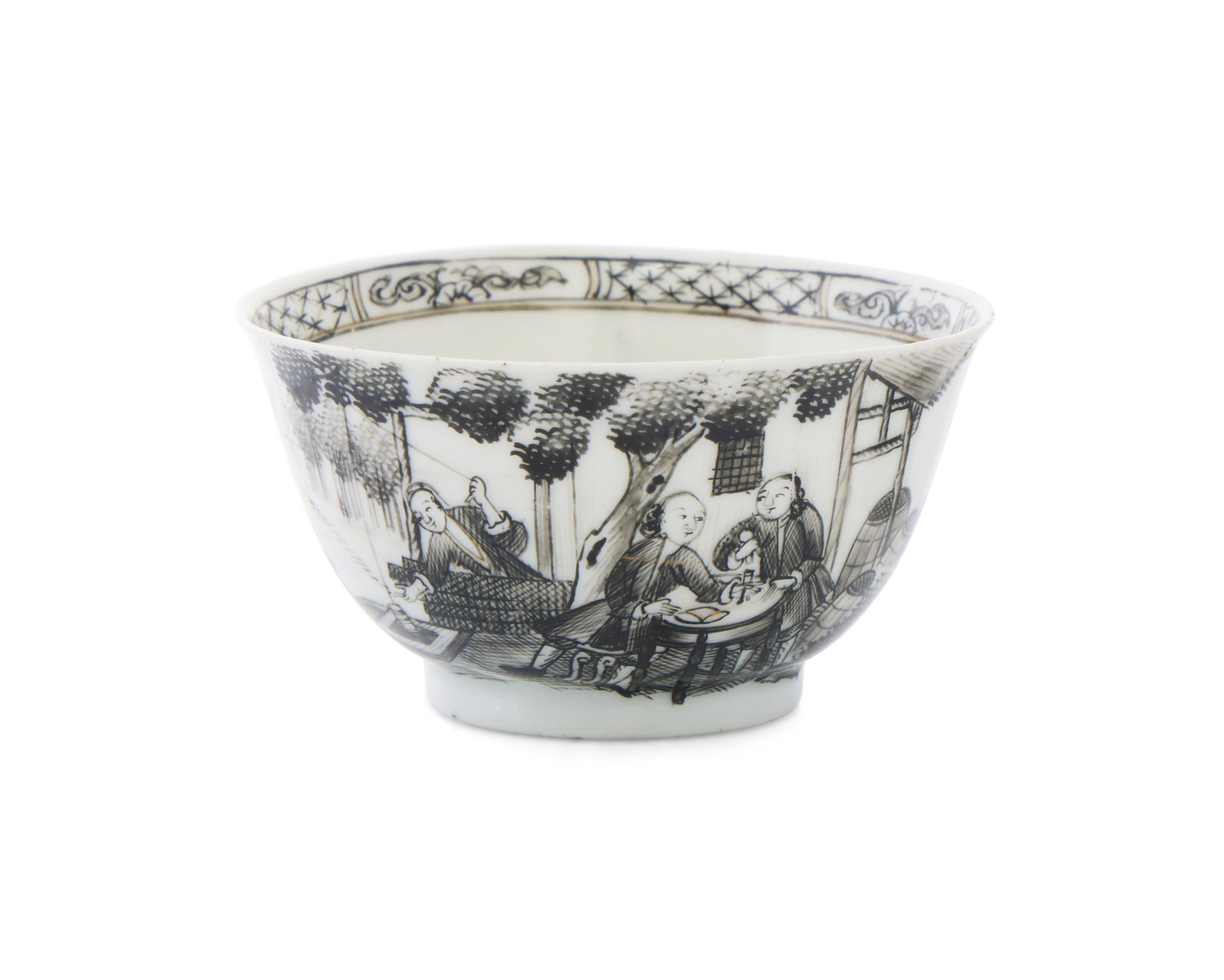 Unrecorded Chinese Export European Market Outdoor Scene Tea Bowl (1 of 1)
