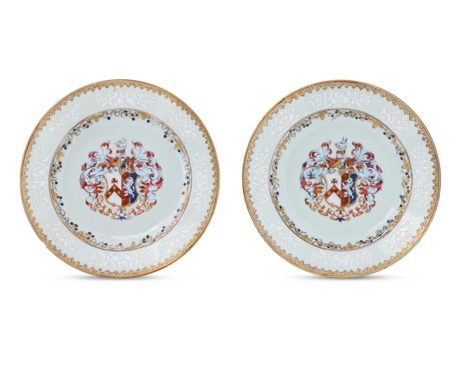 Pair of Exceptional Chinese Export English Market Armorial Plates (1 of 1)